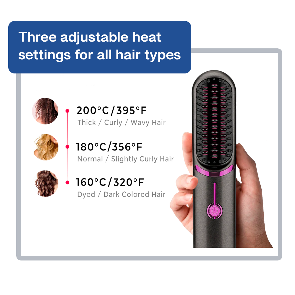 All-in-One Portable Hair Styler | Hair Straightener Brush with Cordless Technology | Ideal for Travel & Short Hair