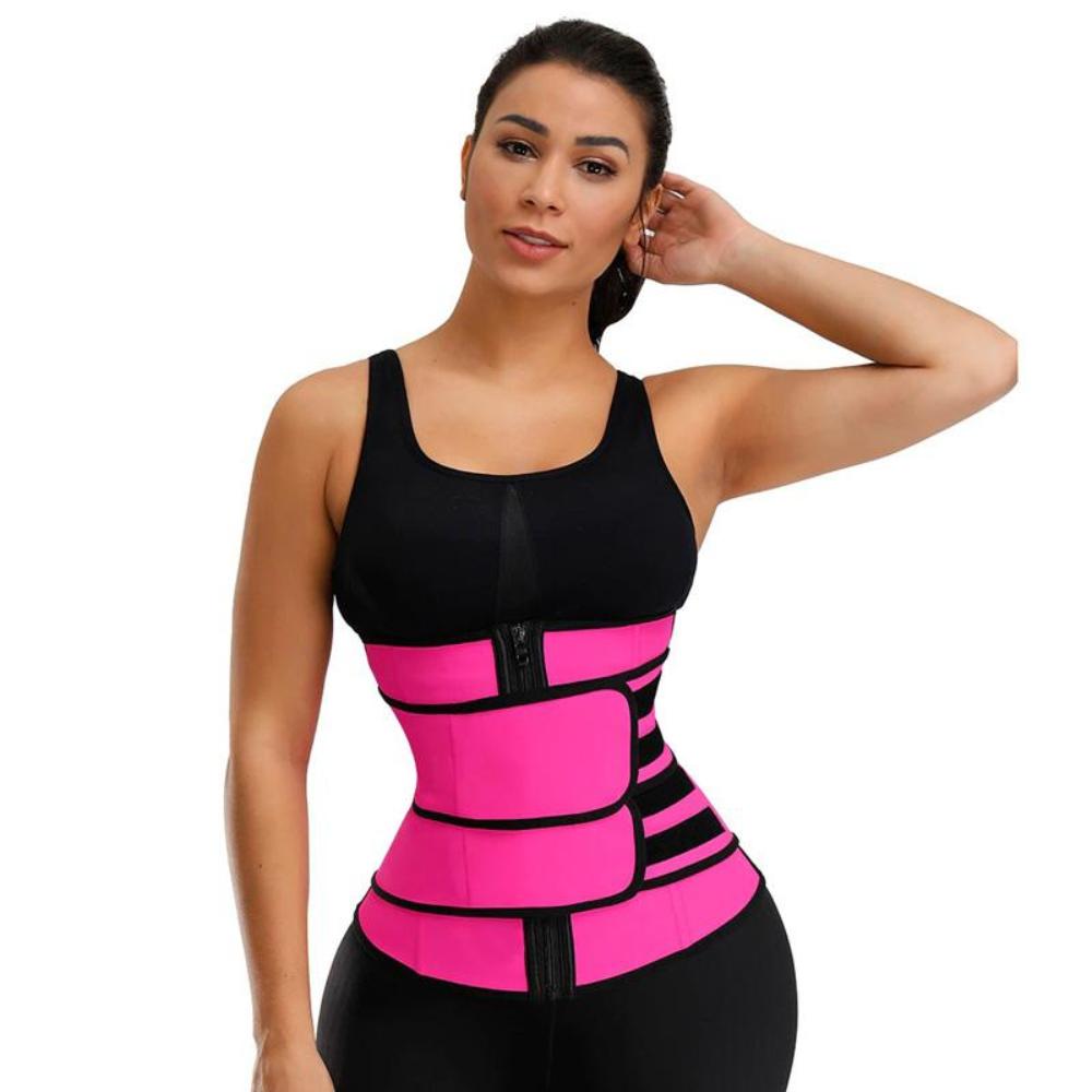 Women's Latex Waist Trainer | Double Compression Straps & Zipper for High-Intensity Workouts