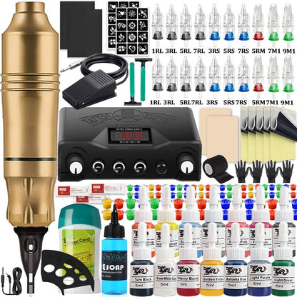 Tattoo Machine Kit for Beginners - Complete Starter Set with Wireless Tattoo Pen, Needles, and Inks for Professional Body Art