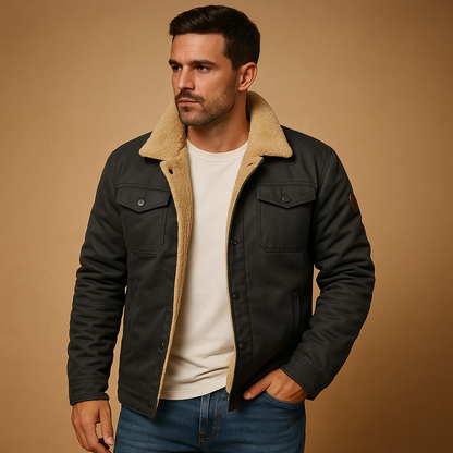 Men's Winter Bomber Jacket with Ribbed Cuffs - Warm, Stylish Outerwear for Cold Weather