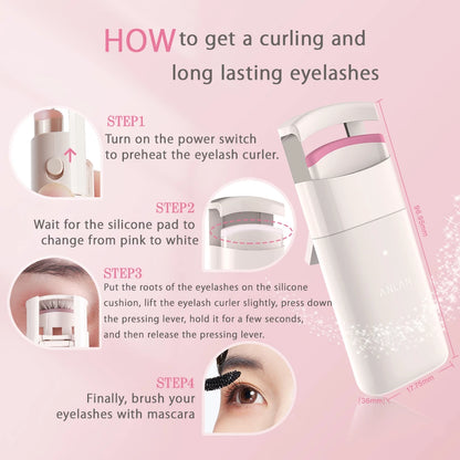 Electric Heated Eyelash Curler 24Hrs Long-Lasting Eyelash Curler Beauty Tool