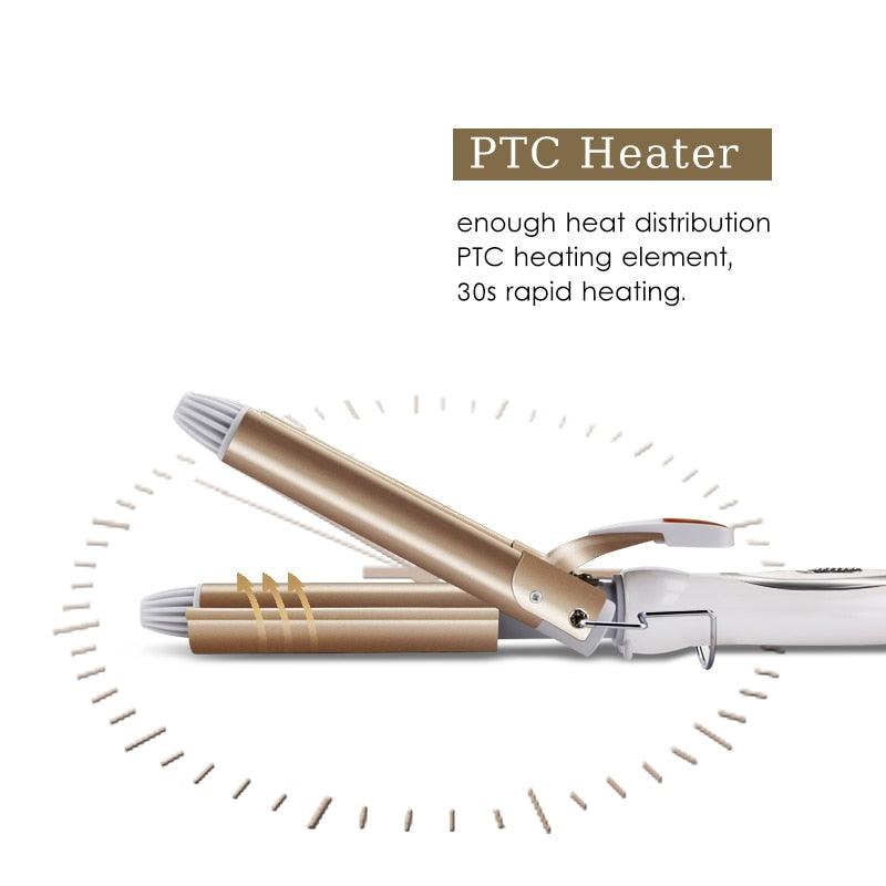 Triple Barrel Hair Curler |  Triple Barrel Hair Wave Harmless Ceramic Waver Curling Curler Wand